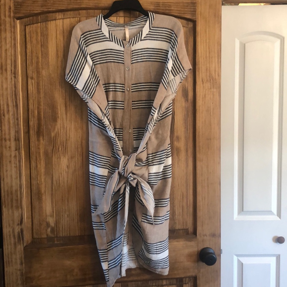 TIE FRONT COTTON DRESS/TUNIC